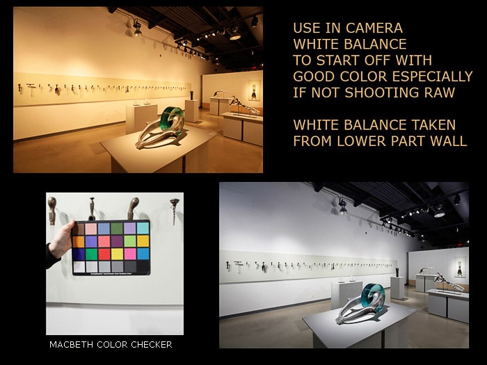 Una colección de imágenes que muestran un corrector de color y las imágenes de antes y después utilizando el Balance de blancos personalizado