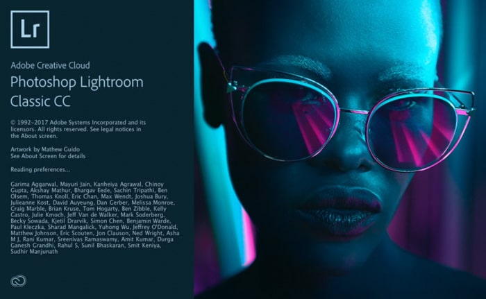 Una captura de pantalla de la página de inicio de Adobe Lightroom