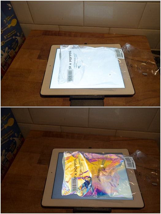 Tableta iPad utilizada para proporcionar luz polarizada