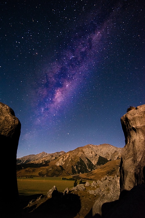Castle Hill en la noche, fotografía de Nueva Zelanda
