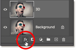 Hacer clic en el icono de efectos de capa en el panel Capas de Photoshop