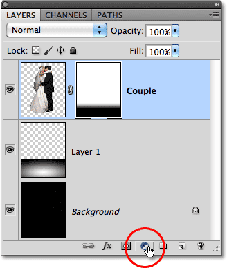 Icono de nueva capa de ajuste de Photoshop.
