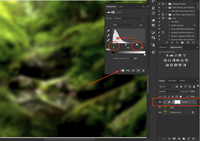Captura de pantalla de la creación del efecto orton en Photoshop