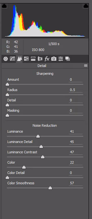 Una captura de pantalla de cómo reducir el ruido digital en Lightroom