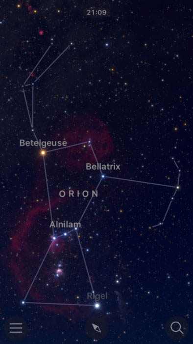 Fotografía nocturna del Cinturón de Orión, Bellatrix, Betelgeuse, Alnilam