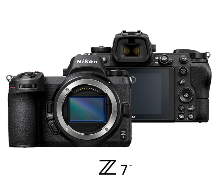 Vista frontal de la cámara sin espejo Nikon Z7