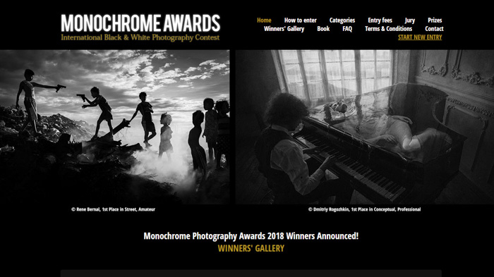 una captura de pantalla del sitio web de un concurso de fotografía