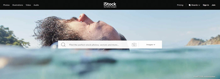 una captura de pantalla del sitio web de fotografía iStock