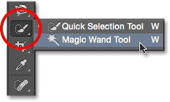 Seleccionar la herramienta Varita mágica en Photoshop.