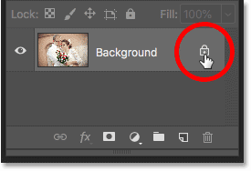 Desbloqueo de la capa de fondo en el panel Capas en Photoshop