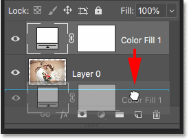 Mover la capa de relleno de color sólido debajo de la imagen en la capa 0