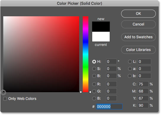 Cambiar el color del borde de la foto a negro en el Selector de color en Photoshop