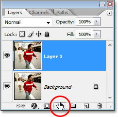 Haciendo clic en el ícono Nueva capa de ajuste en la parte inferior de la paleta Capas en Photoshop.