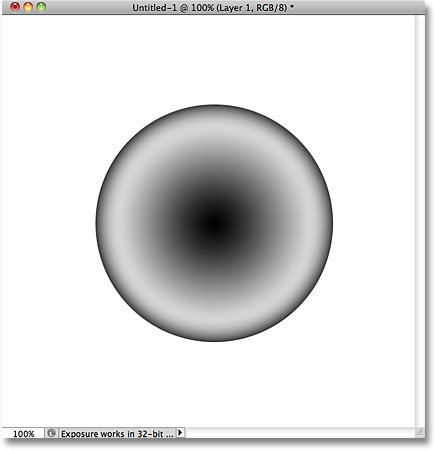 La burbuja después de agregar un degradado radial de negro a blanco.