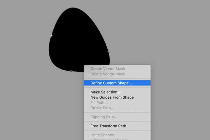 Una captura de pantalla que muestra cómo crear su propia forma personalizada en Photoshop