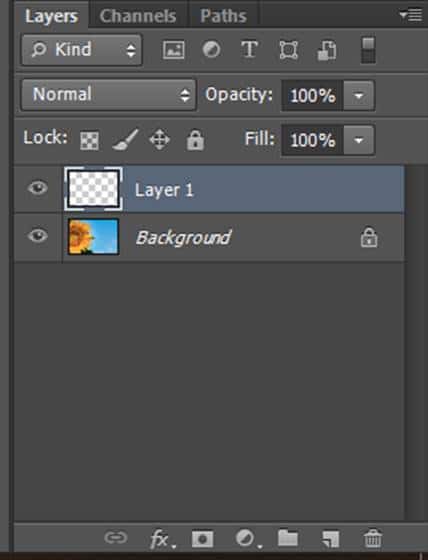 Una captura de pantalla del panel de capas en los atajos de teclado de Photoshop