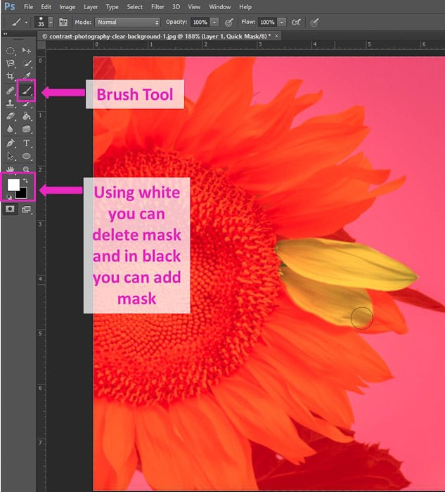 Screenshot of using the brush tool Photoshop shortcuts