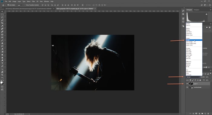 Captura de pantalla de la textura de Photoshop en una foto de concierto