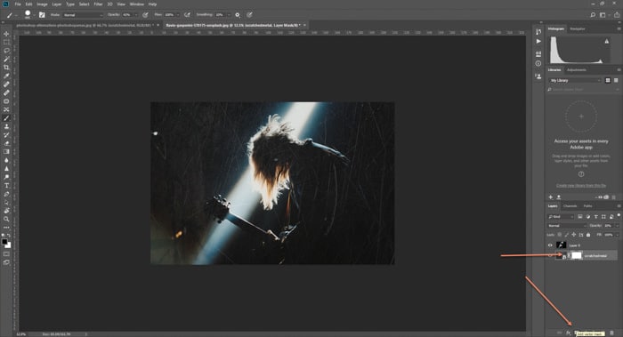 Captura de pantalla de cómo agregar textura a una foto de concierto en Photoshop