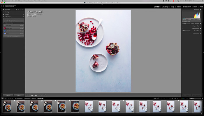 Una captura de pantalla que muestra cómo organizar fotos en Lightroom