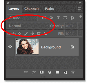 La opción de modo de fusión en el panel Capas está atenuada en Photoshop