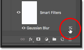 Haga doble clic en el icono Opciones de fusión para el Filtro inteligente en el panel Capas. 