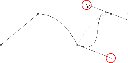 Cambiar la longitud y la dirección de ambos controladores para cambiar la forma general de la curva.