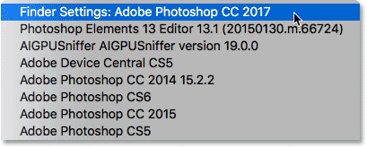 Configuración de Photoshop CC 2017 como la nueva aplicación para abrir archivos PNG.
