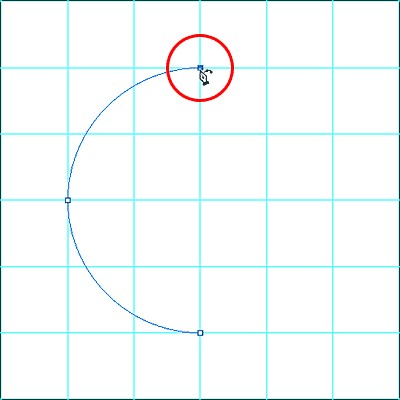 Agregar un tercer punto con la herramienta Pluma de curvatura para dibujar una curva