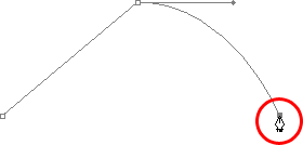 Hacer clic para agregar un tercer punto de ancla y crear un segmento de trayectoria curva.