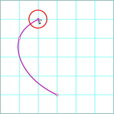Agregar el tercer punto con la herramienta Pluma de curvatura dibuja la curva