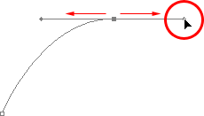 Crear una trayectoria curva arrastrando los tiradores de dirección.