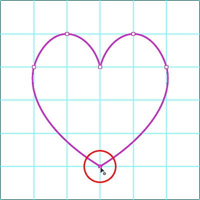 Completar la forma del corazón dibujada con la herramienta Pluma de curvatura