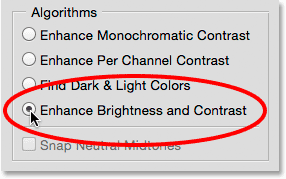 Seleccionar el algoritmo Mejorar brillo y contraste. 