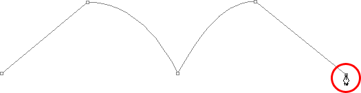 Hacer clic para agregar otro punto de ancla y crear otro segmento de trayectoria recta.