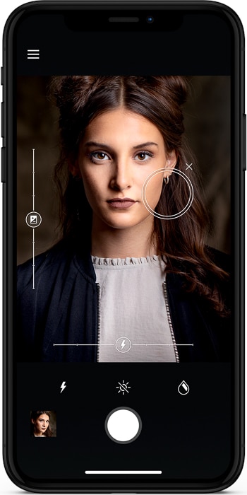 la interfaz de la aplicación flash para smartphone Profoto b10