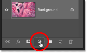Hacer clic en el icono Nueva capa de relleno o ajuste en el panel Capas de Photoshop