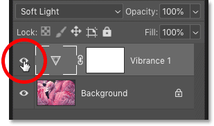 Activar y desactivar la capa de ajuste de Intensidad en el panel Capas de Photoshop