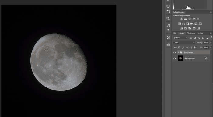 ajuste de mezcla en photoshop cc de una foto de la luna