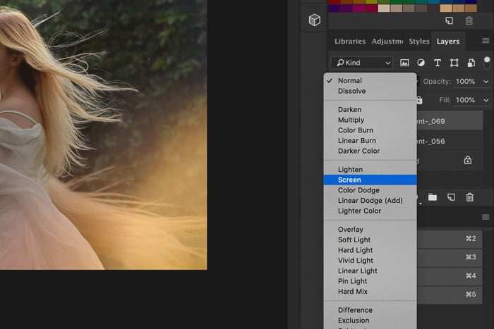 Una captura de pantalla de cómo usar superposiciones de Photoshop: modo de fusión