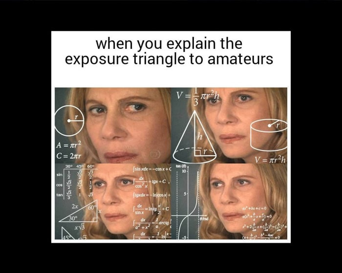 exposición triángulo fotografía meme