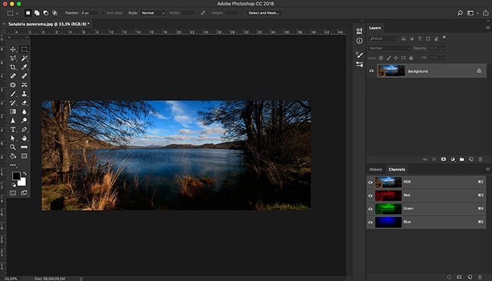 Una captura de pantalla del uso de canales de color en Photoshop