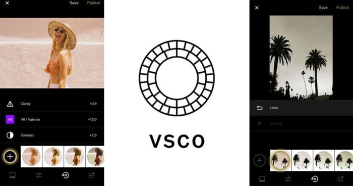 Una captura de pantalla de la aplicación de edición de fotos VSCO para teléfonos inteligentes: la mejor aplicación de Photoshop