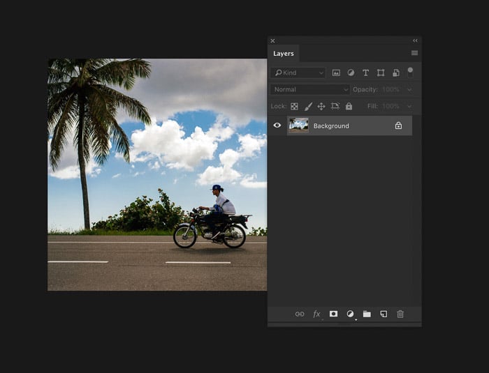 Una captura de pantalla que muestra cómo agregar una capa en Photoshop: abre una foto