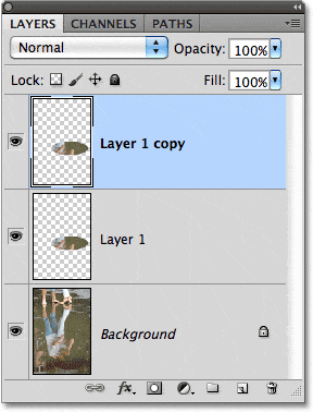 El panel Capas en Photoshop CS5.