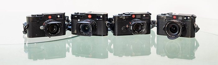 Colección de cámaras Leica.  Leica M10, Leica M240, Leica M6