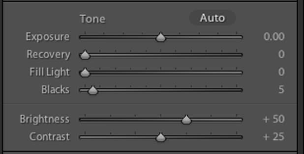 Los controles deslizantes de control de tono más antiguos del módulo de revelado de Adobe Lightroom CC