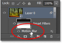Haga doble clic en el filtro inteligente Motion Blur en el panel Capas.