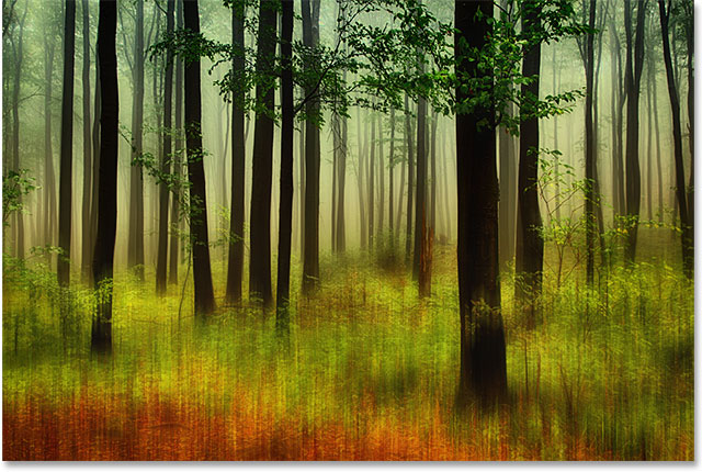 Un efecto de paisaje de movimiento vertical creado en Photoshop CS6.