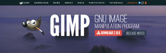 Imagen del sitio web de GIMP